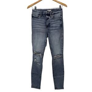 Good American good legs high rise jeans light wash distressed size 6